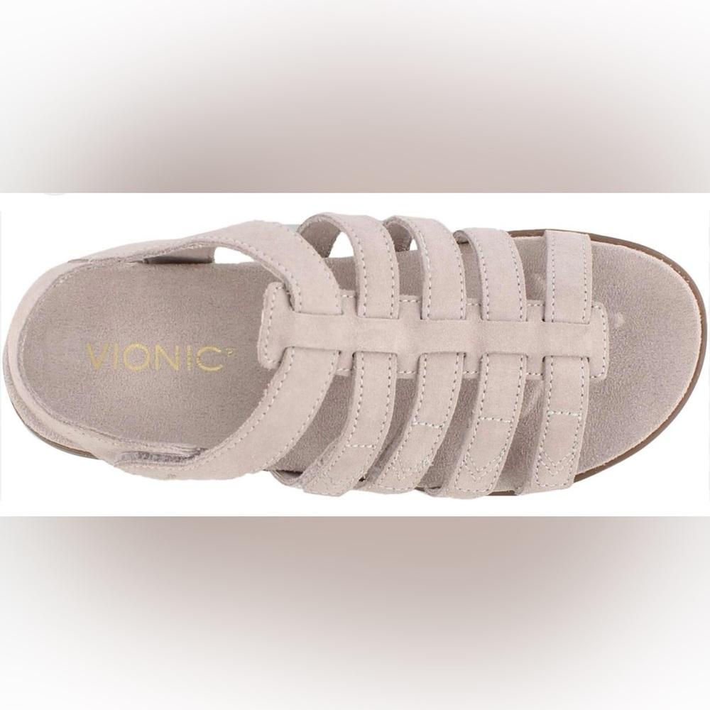 VIONIC Palm Ritta Suede Gladiator Sandals Anklestrap Light Grey. Size 9